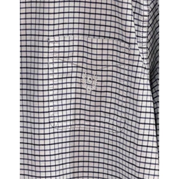 Chaps Stretch Oxford Button-Down Shirt In Navy And White Checkered Classic Fit - Picture 4 of 12